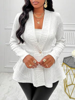 One Button Textured Peplum Cardigan
