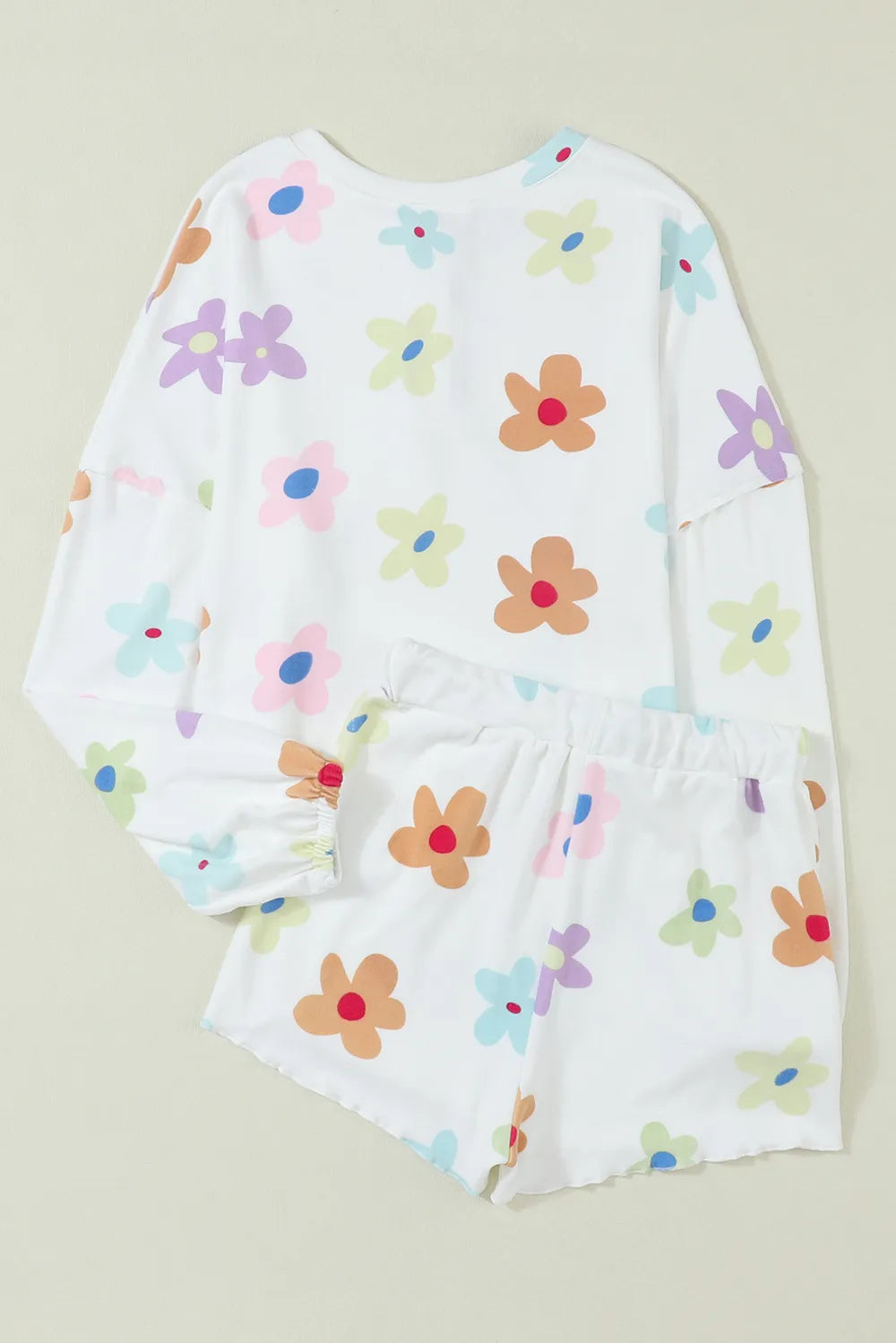 Printed Quarter Button Top and Drawstring Shorts Lounge Set - Ladyez