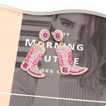 Rhinestone Cowboy Boot Dangle Earrings