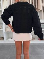 Openwork Round Neck Sweater
