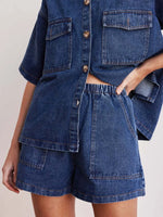 Elastic Waist Denim Shorts