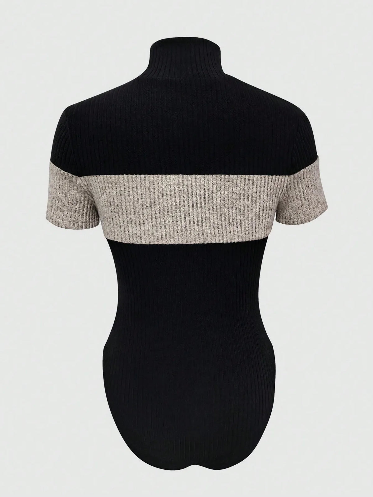 Color Block Turtleneck Ribbed Bodysuit - Ladyez