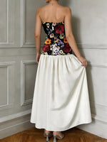 Floral Embroidered Tube Maxi Dress