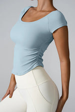 Round Neck Short Sleeve Active T-Shirt - Ladyez