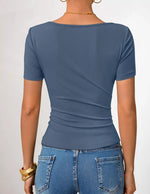 Asymmetrical Neckline Fitted T-Shirt
