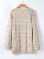 Textured Knit Open Front Cardigan with Pockets