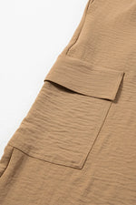Drawstring Frilled Waist Wide Leg Utility Trousers