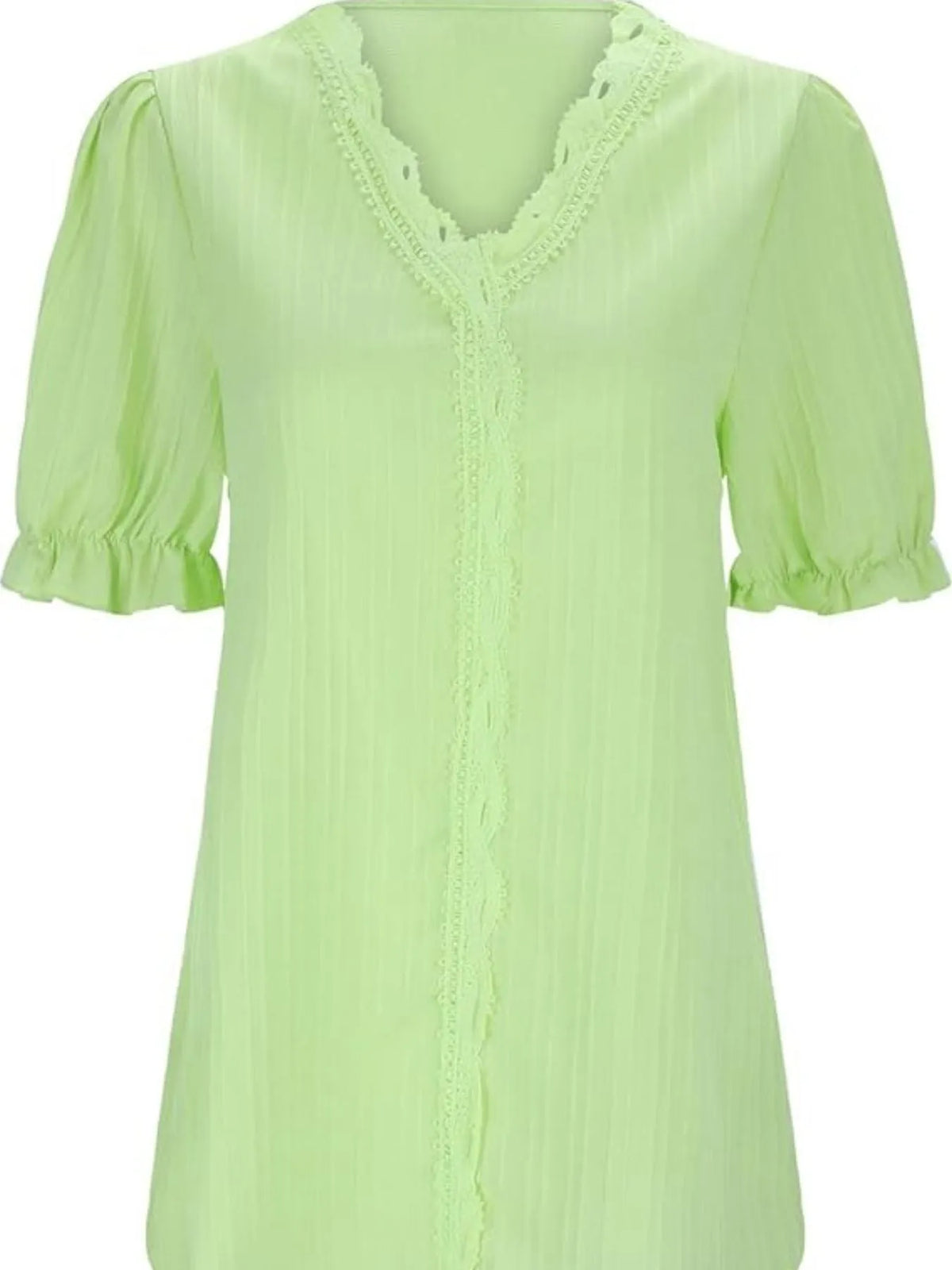 Full Size Lace Detail V-Neck Blouse Plus Size