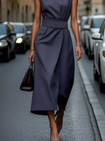 Round Neck Sleeveless Midi Dress - Ladyez