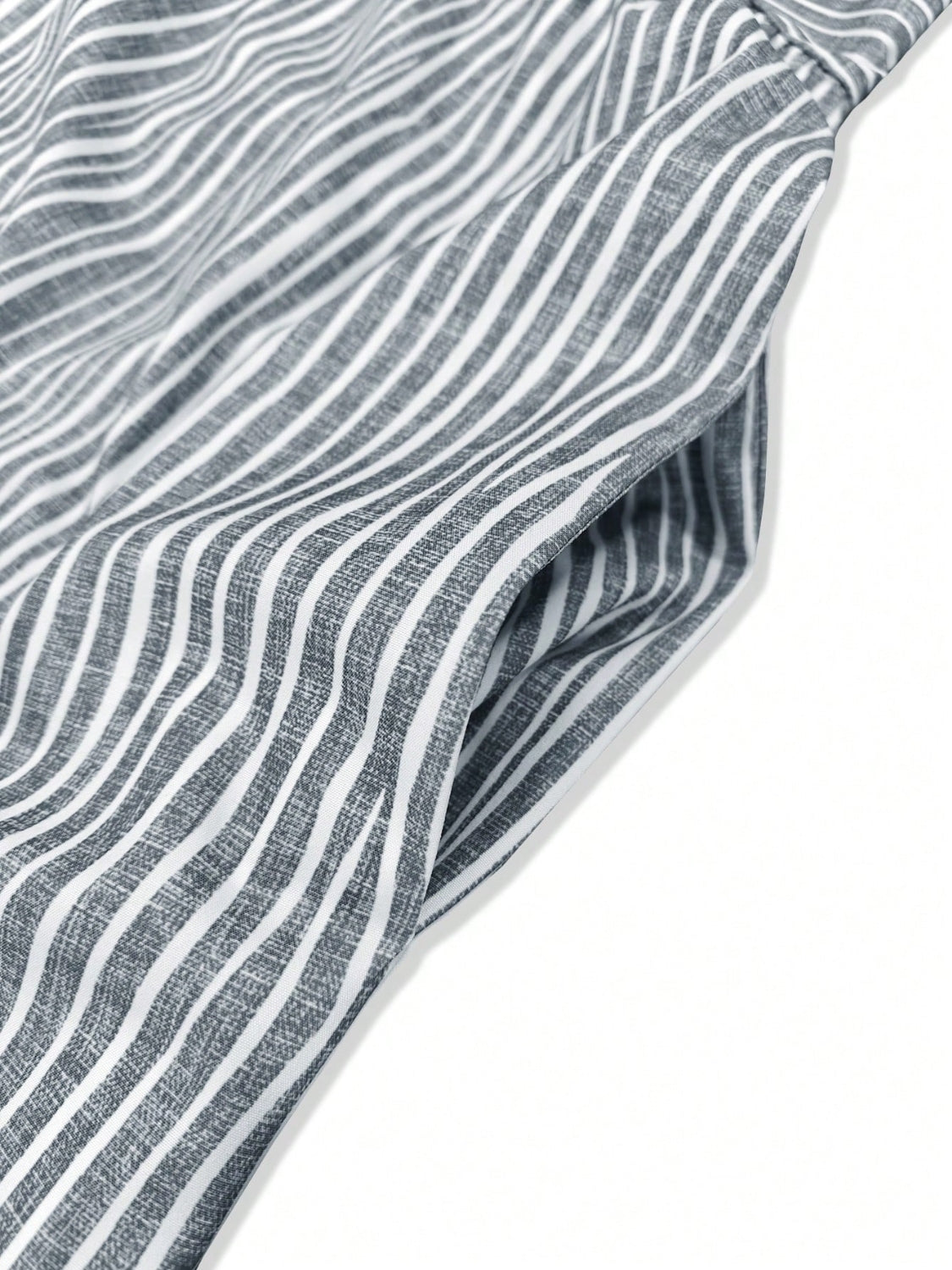 Striped Round Neck Short Sleeve Midi Dress - Ladyez