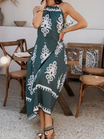 Devine Grecian Neck Printed Maxi Dress