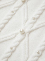 Pearled Mock Neck Textured Knit Sweater Vest
