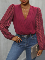 Perfee Ruched Surplice Long Sleeve Bodysuit - Ladyez