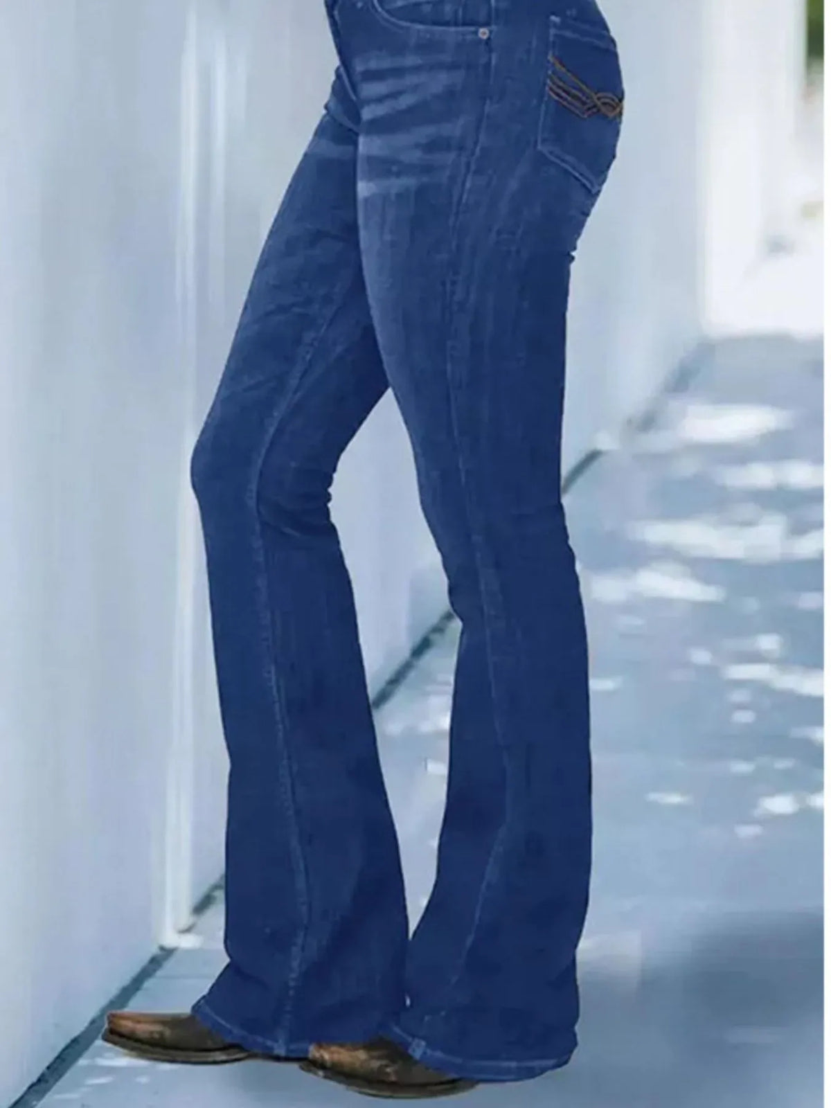 Full Size Wash Flare Jeans with Pockets Plus Size - Ladyez