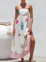 Printed Square Neck Maxi Cami Dress - Ladyez