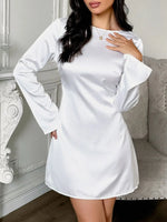 Round Neck Long Sleeve Mini Dress