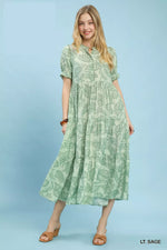Umgee Paisley Print Tiered Midi Dress