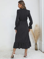 Polka Dot Ruffle Hem Midi Dress