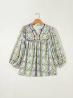 Paisley Print Half Puff Sleeve Blouse