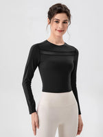 Round Neck Long Sleeve Active T-Shirt - Ladyez