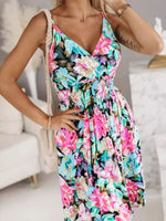 Tropical Print Spaghetti Strap Mini Dress