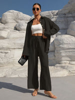 Button Up Long Sleeve Shirt and Pants Set