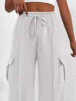 Casual High Waist Cargo Pants with Drawstring