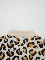 Mixed Leopard Patchwork 3/4 Sleeve Loose Shirt