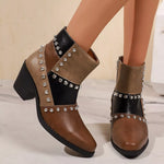 Point Toe Block Heels Boots