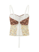 Lace Detail Floral Sweetheart Neck Cami