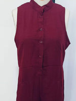 Full Size Button Front Sleeveless Jumpsuit Plus Size
