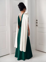 Floral Applique Two Tone Maxi Dress