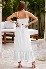 Smocked Spaghetti Strap Ruffle Hem Dress - Ladyez