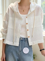 Striped Hooded Shirt with Drawstring Detail