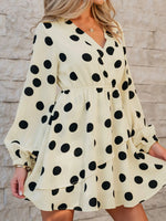 Polka Dot Surplice Puff Sleeve Mini Dress