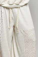 POL Patchwork Mixed Knit Wide Leg Pants