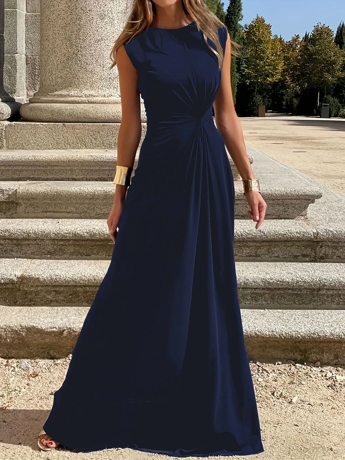 Round Neck Sleeveless Maxi Dress - Ladyez
