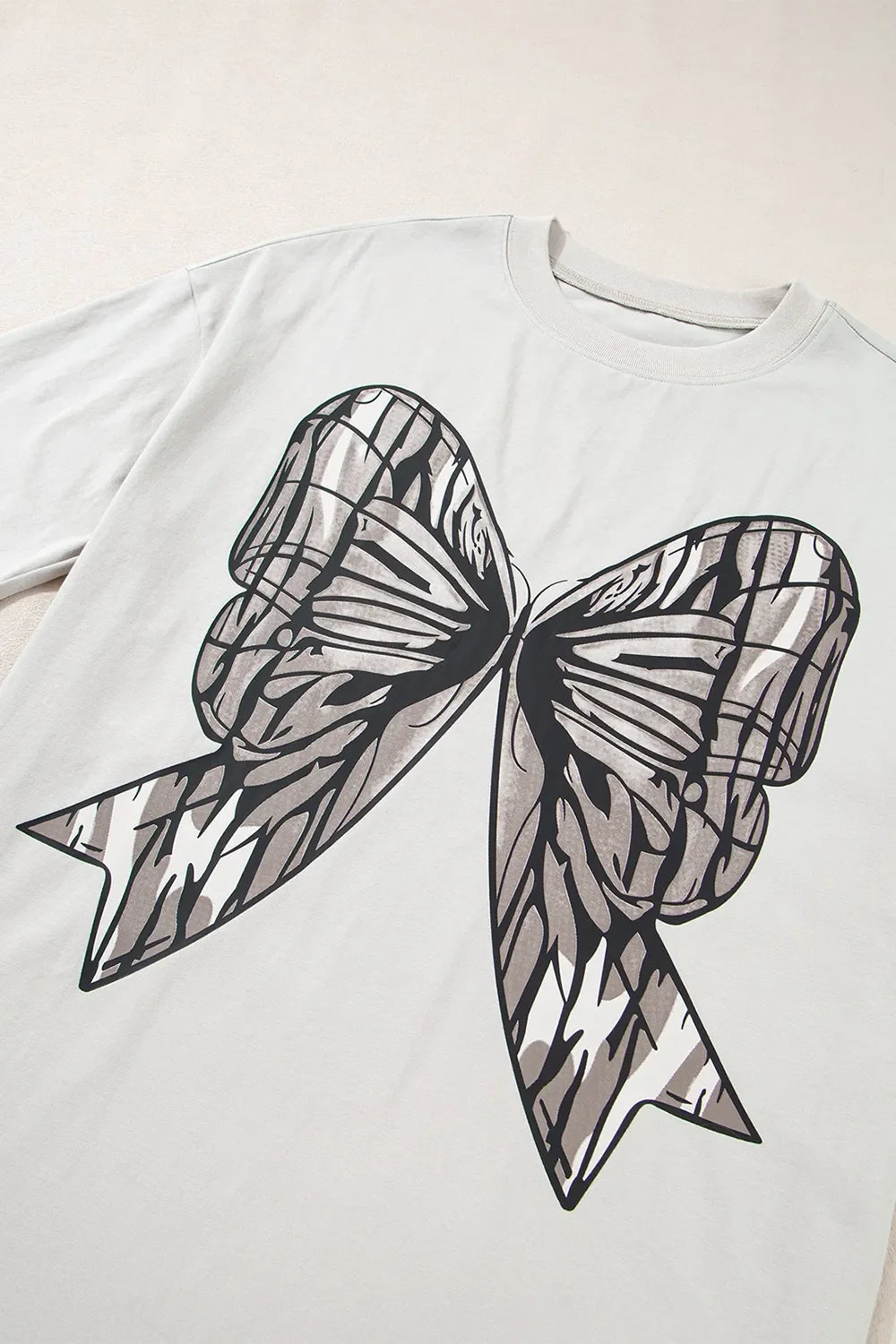 Casual Oversize Bow Drop Shoulder Tunic Casual Tee