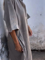 Full Size Casual Linen Button-Down Shirt Dress Plus Size - Ladyez