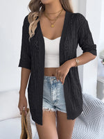 Openwork Open Front Half Sleeve Cardigan