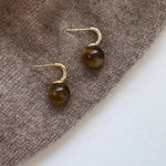 Tiger Eye Ball Drop Earrings