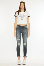 Kancan High Rise Distressed Ankle Skinny Jeans - Ladyez