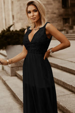 Slit Lace Detail V-Neck Dress - Ladyez