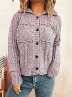 Openwork Cable Knit Button-Up Cardigan