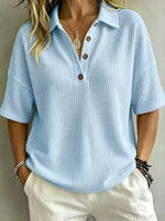 Half Button Waffle Knit Polo Shirt