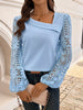 Asymmetrical Lace Long Sleeve Blouse