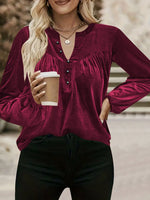 Velvet Balloon Sleeve Blouse
