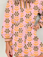 Printed Drawstring Waist Mini Dress