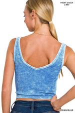 Zenana 2 Way Neckline Washed Ribbed Seamless Tank Top