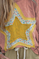 Star Applique Round Neck T-Shirt - Ladyez